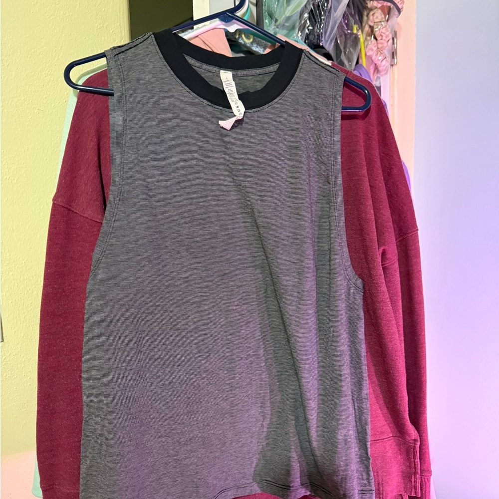 Lululemon Athletica Black and Gray Striped Top